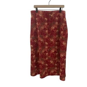 Sag Harbor Women XL Red Skirt Calf Length Elastic Waist